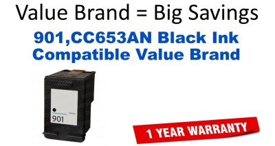 901,CC653AN Black Compatible Value Brand ink