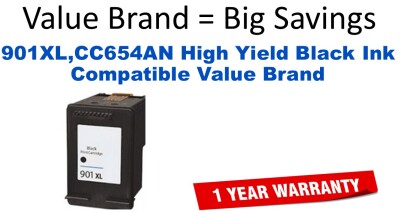901XL,CC654AN High Yield Black Compatible Value Brand ink