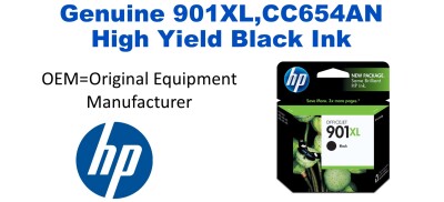901XL,CC654AN Genuine High Yield Black HP Ink