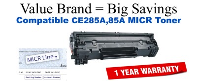CE285A,85A MICR Compatible Value Brand toner