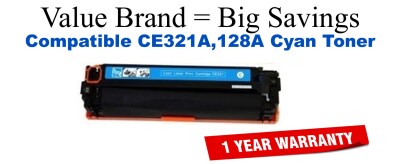 CE321A,128A Cyan Compatible Value Brand toner