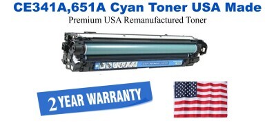 CE341A,651A Cyan Premium USA Remanufactured Brand Toner