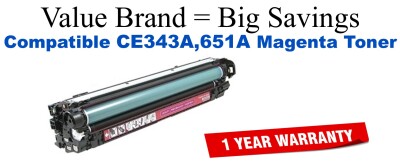 CE343A,651A Magenta Compatible Value Brand toner