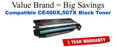 CE400X,507X High Yield Black Compatible Value Brand toner