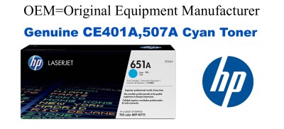 CE401A,507A Genuine Cyan HP Toner