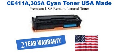 CE411A,305A Cyan Premium USA Remanufactured Brand Toner