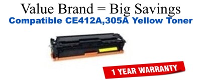 CE412A,305A Yellow Compatible Value Brand toner