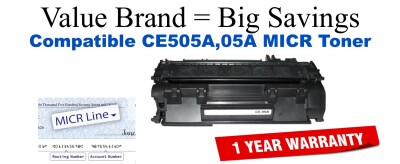 CE505A,05A MICR Compatible Value Brand toner