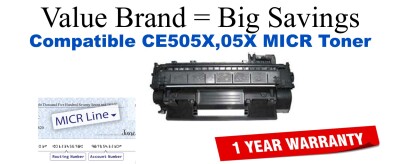 CE505X,05X MICR Compatible Value Brand toner