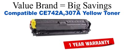 CE742A,307A Yellow Compatible Value Brand toner