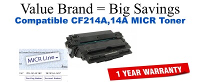 CF214A,14A MICR Compatible Value Brand toner