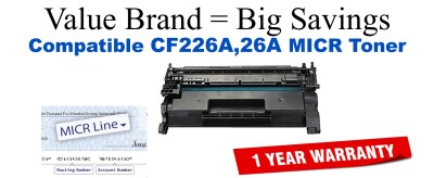 CF226A,26A MICR Compatible Value Brand toner