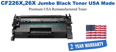 CF226X,26X Jumbo Premium USA Made Remanufactured HP Toner 50% Higher Yield