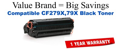CF279X,79X High Yield Black Compatible Value Brand toner