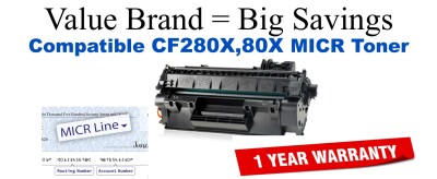 CF280X,80X MICR Compatible Value Brand toner