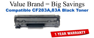 CF283A,83A Black Compatible Value Brand toner