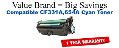 CF331A,654A Cyan Compatible Value Brand toner