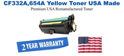 CF332A,654A Yellow Premium USA Remanufactured Brand Toner