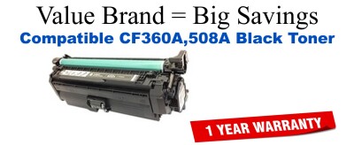 CF360A,508A Black Compatible Value Brand toner