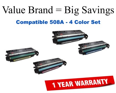 508A 4-Color Set Compatible Value Brand toner CF360A,CF361A,CF362A,CF363A