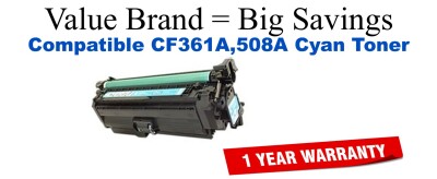 CF361A,508A Cyan Compatible Value Brand toner