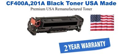 CF400A,201A Black Premium USA Remanufactured Brand Toner