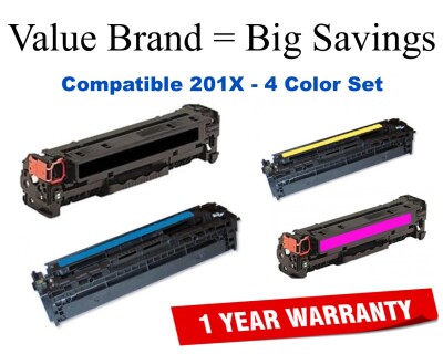 201X High Yield 4-Color Set Compatible Value Brand HP toner CF400X,CF401X,CF402X,CF403X