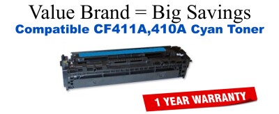 CF411A,410A Cyan Compatible Value Brand toner