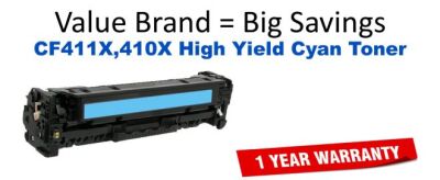 CF411X,410X High Yield Cyan Compatible Value Brand toner