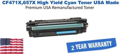 CF471X,657X High Yield Cyan Premium USA Remanufactured Brand Toner