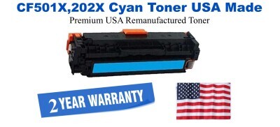 CF501X,202X High Yield Cyan Premium USA Remanufactured Brand Toner