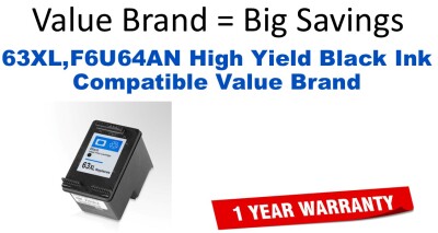 63XL,F6U64AN High Yield Black Compatible Value Brand ink