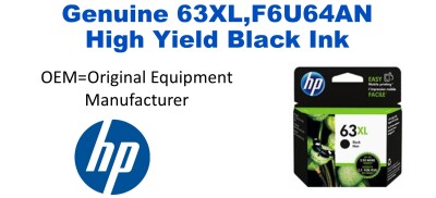 63XL,F6U64AN Genuine High Yield Black HP Ink