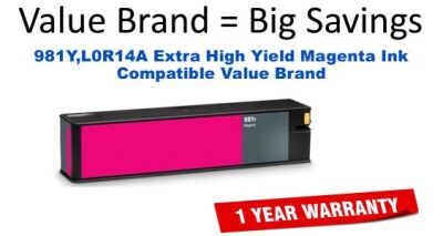 981Y,L0R14A Extra High Yield Magenta Compatible Value Brand ink