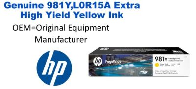 981Y,L0R15A Genuine HP Extra High Yield Yellow Ink