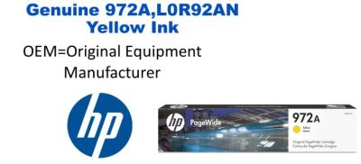 972A,L0R92AN Genuine HP Yellow Ink