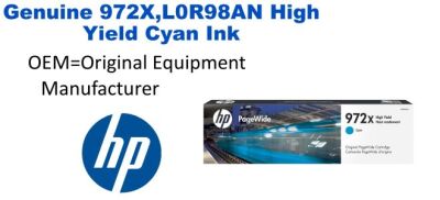 972X,L0R98AN Genuine HP High Yield Cyan Ink