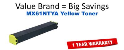 Sharp MX-61NTYA New Generic Brand Yellow Toner Cartridge