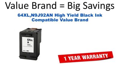 64XL,N9J92AN High Yield Black Compatible Value Brand ink