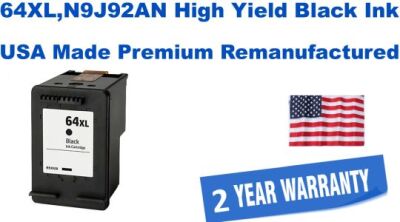 64XL,N9J92AN High Yield Black Premium USA Made Remanufactured ink