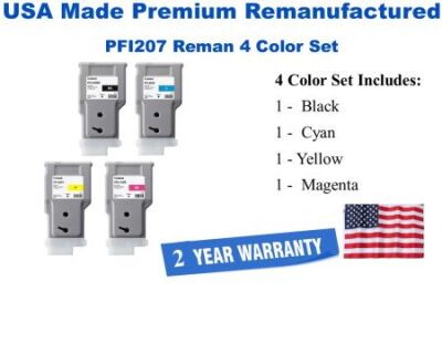 PFI207 Premium USA Made Remanufactured 4-Pack Black,Cyan,Magenta,Yellow