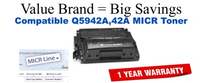 Q5942A,42A MICR Compatible Value Brand toner