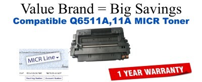Q6511A,11A MICR Compatible Value Brand toner