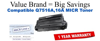 Q7516A,16A MICR Compatible Value Brand toner