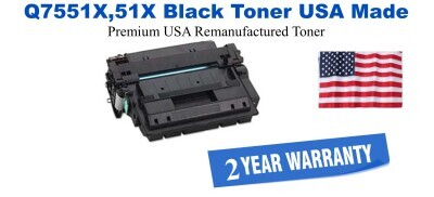 Q7551X,51X High Yield Black Premium USA Remanufactured Brand Toner