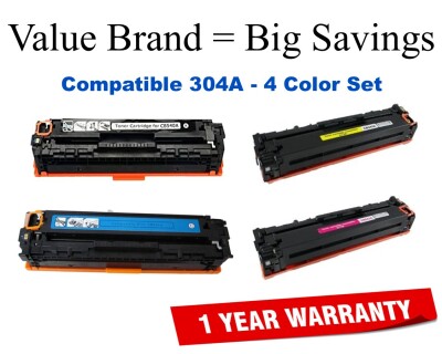 304A 4-Color Set Compatible Value Brand toner CC530A,CC531A,CC532A,CC533A