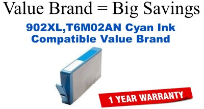 902XL,T6M02AN High Yield Cyan Compatible Value Brand ink