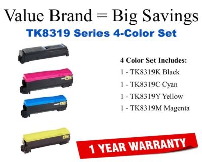 Copystar TK8319 Compatible - 4 Color Toner Cartridge Set 