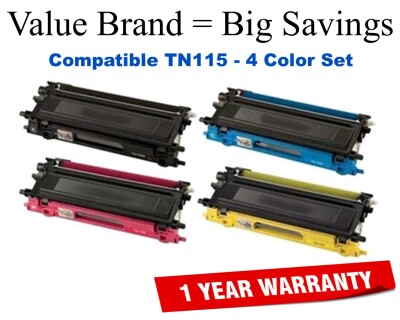 TN115 High Yield Color Set Compatible Value Brand replaces Brother TN115BK,TN115C,TN115M,TN115Y