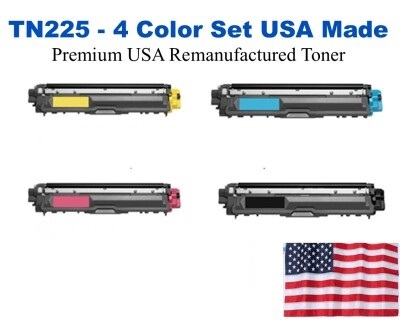 TN225 High Yield Color Set USA Made Remanufactured Brother toner TN221BK,TN225C,TN225M,TN225Y